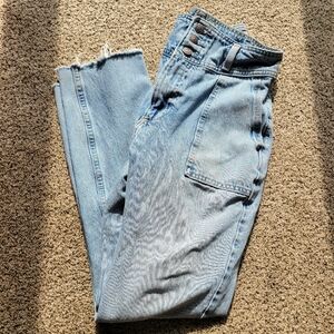 Abercrombie & Fitch Womens Jeans A&F Mom Jean High Rise Light Wash 25 Pleated